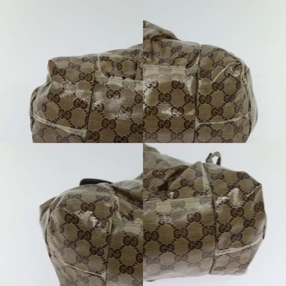 GUCCI GG Crystal Hand Bag Coated Canvas Brown Gold - Picture 10 of 12